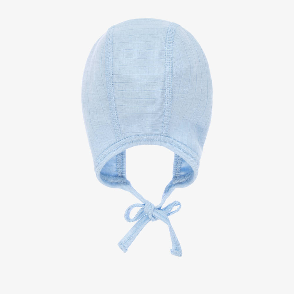 Joha-Blue Merino Wool Bonnet  | Childrensalon