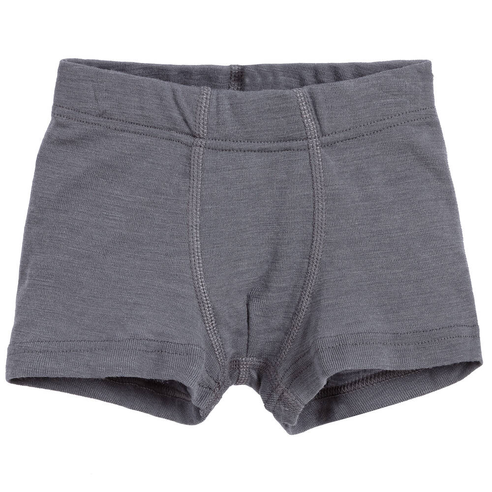 Joha-Boys Grey Merino Wool & Silk Boxers | Childrensalon