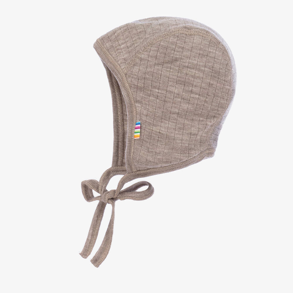 Joha-Dark Beige Merino Wool Bonnet | Childrensalon