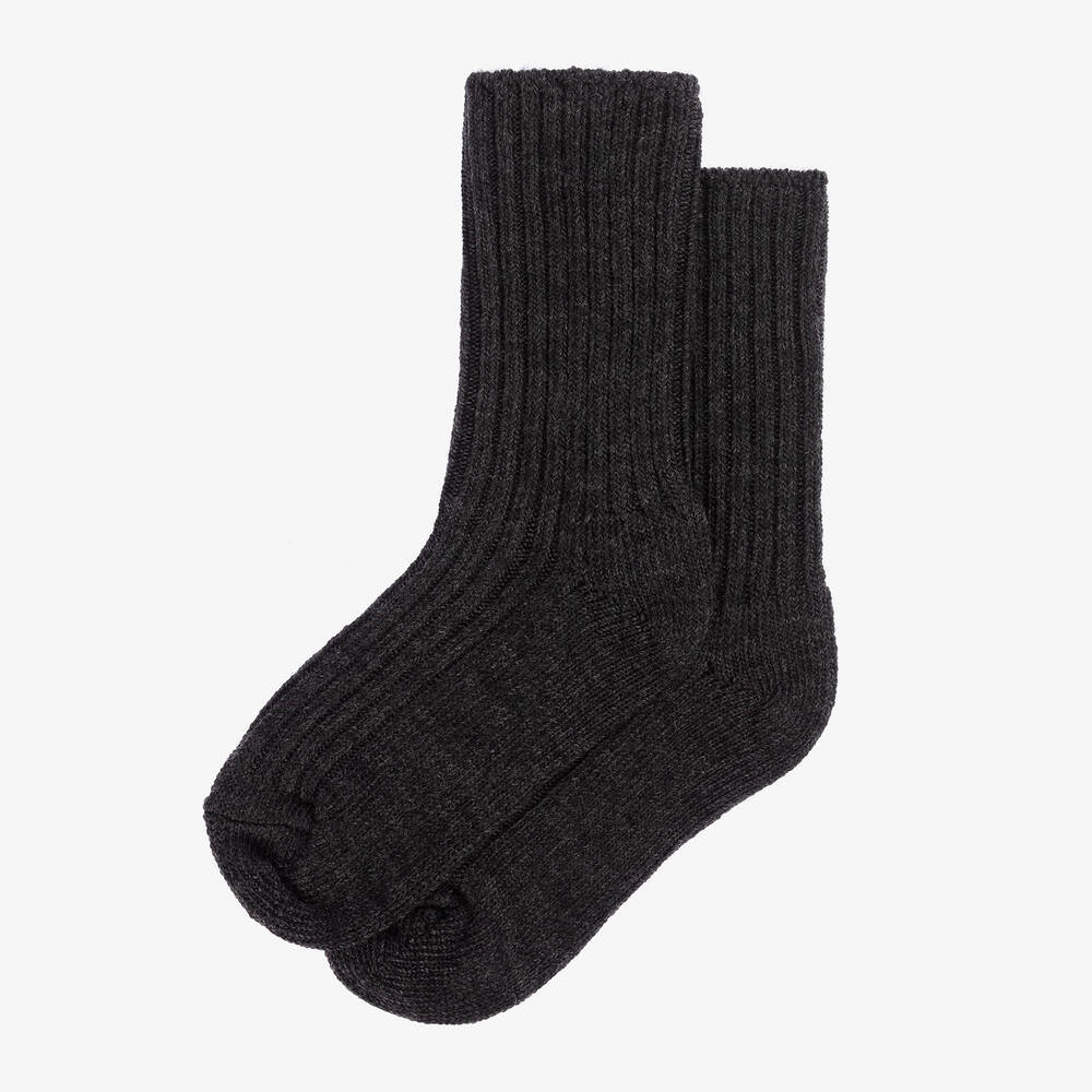 Joha-Dark Grey Thermal Wool Socks | Childrensalon