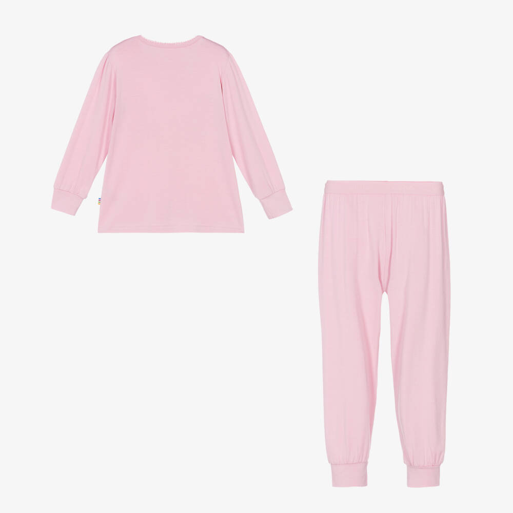 Joha-Пижама розовая из органического бамбука для девочек | Childrensalon