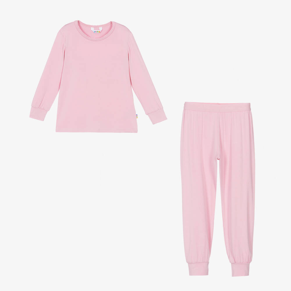 Joha-Пижама розовая из органического бамбука для девочек | Childrensalon