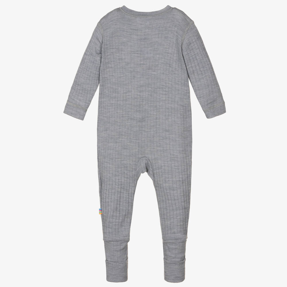 Joha-Grey Thermal Merino Wool Baby Romper | Childrensalon