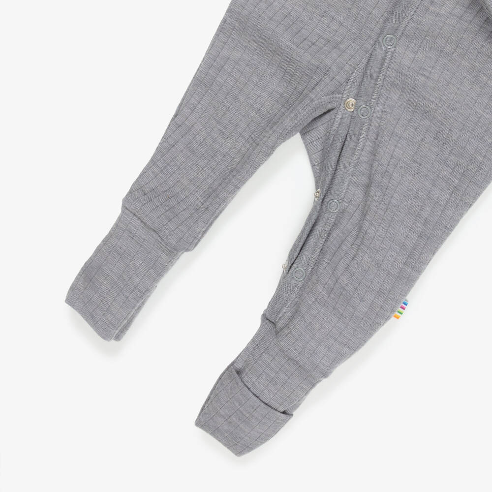Joha-Grey Thermal Merino Wool Baby Romper | Childrensalon