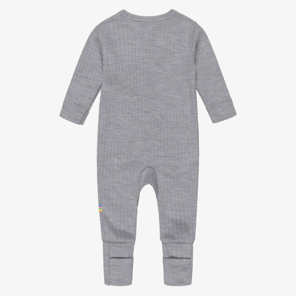 Joha-Grey Thermal Merino Wool Baby Romper | Childrensalon