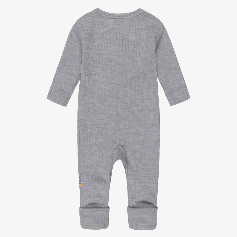 Joha-Grey Thermal Merino Wool Baby Romper | Childrensalon