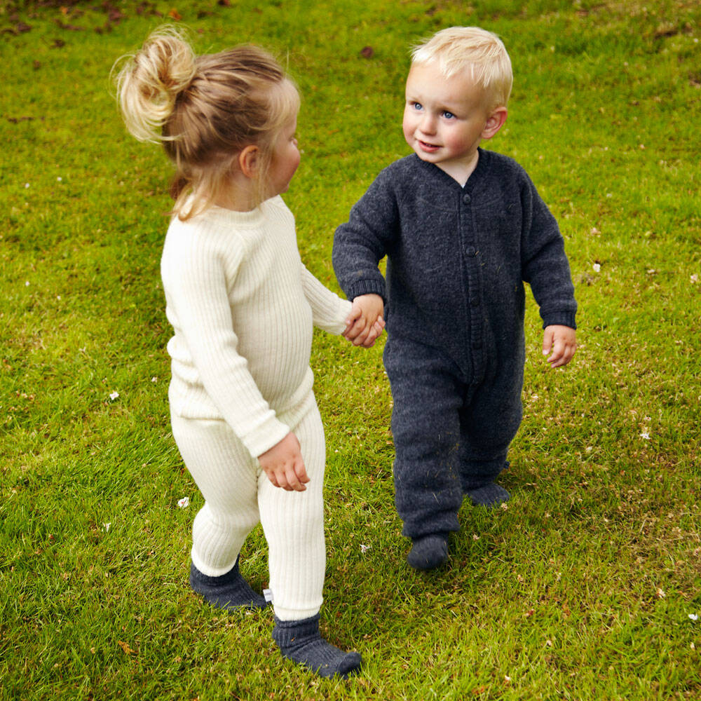 Joha-Grey Thermal Wool Romper | Childrensalon