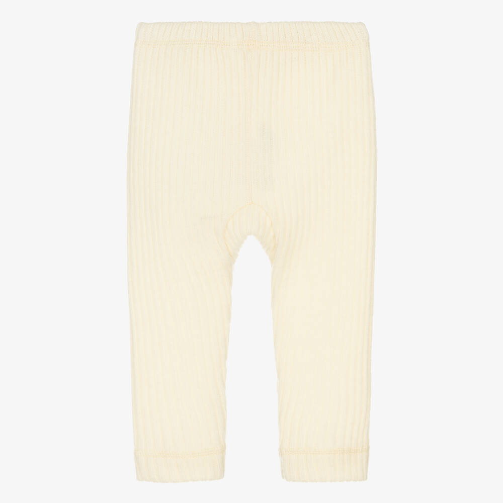Joha-Ivory Merino Wool Ribbed Leggings | Childrensalon