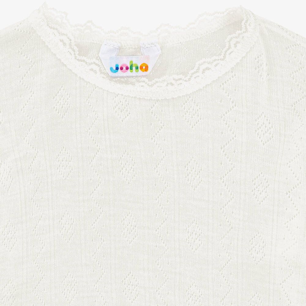 Joha-Ivory Thermal Wool & Silk Top | Childrensalon