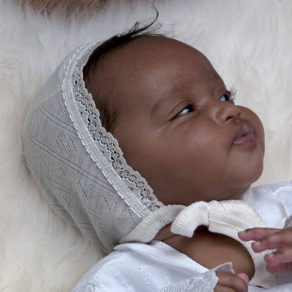 Joha-Ivory Wool & Silk Bonnet | Childrensalon