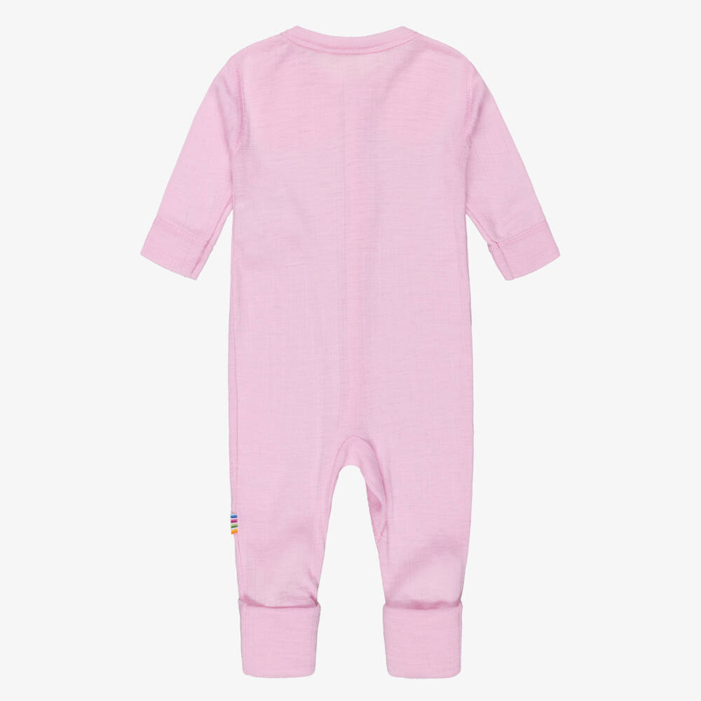 Joha-Pink Thermal Merino Wool Baby Romper | Childrensalon