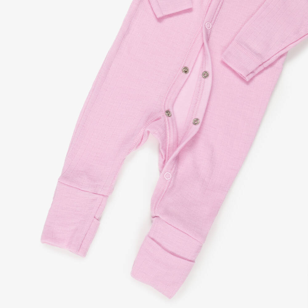 Joha-Pink Thermal Merino Wool Baby Romper | Childrensalon