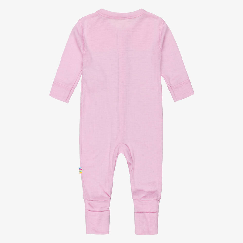 Joha-Pink Thermal Merino Wool Baby Romper | Childrensalon