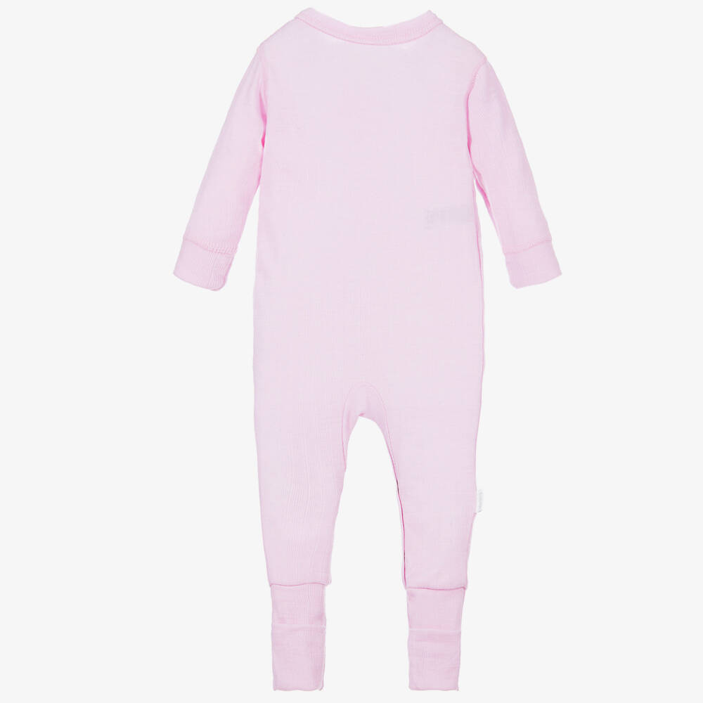 Joha-Pink Thermal Merino Wool Baby Romper | Childrensalon