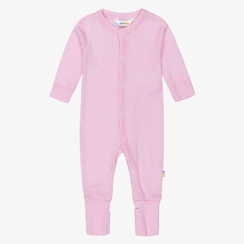 Joha-Pink Thermal Merino Wool Baby Romper | Childrensalon