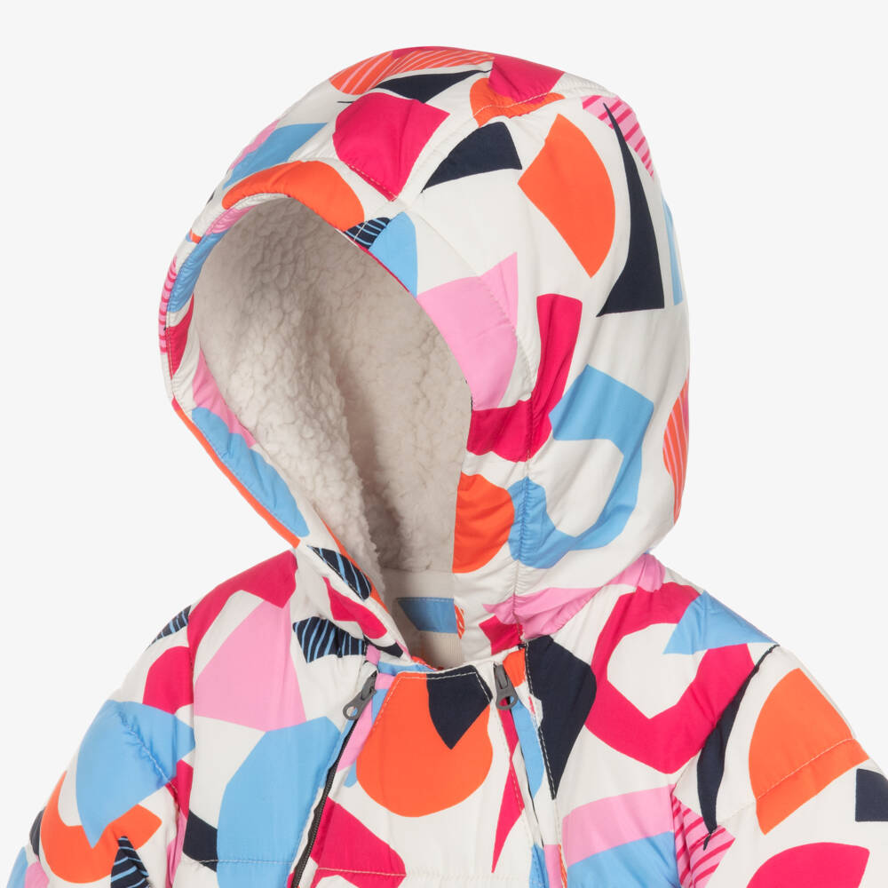 Joyday-Baby Girls Ivory & Pink Puffer Snowsuit | Childrensalon