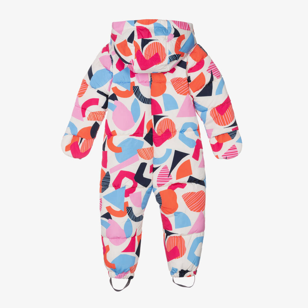 Joyday-Baby Girls Ivory & Pink Puffer Snowsuit | Childrensalon