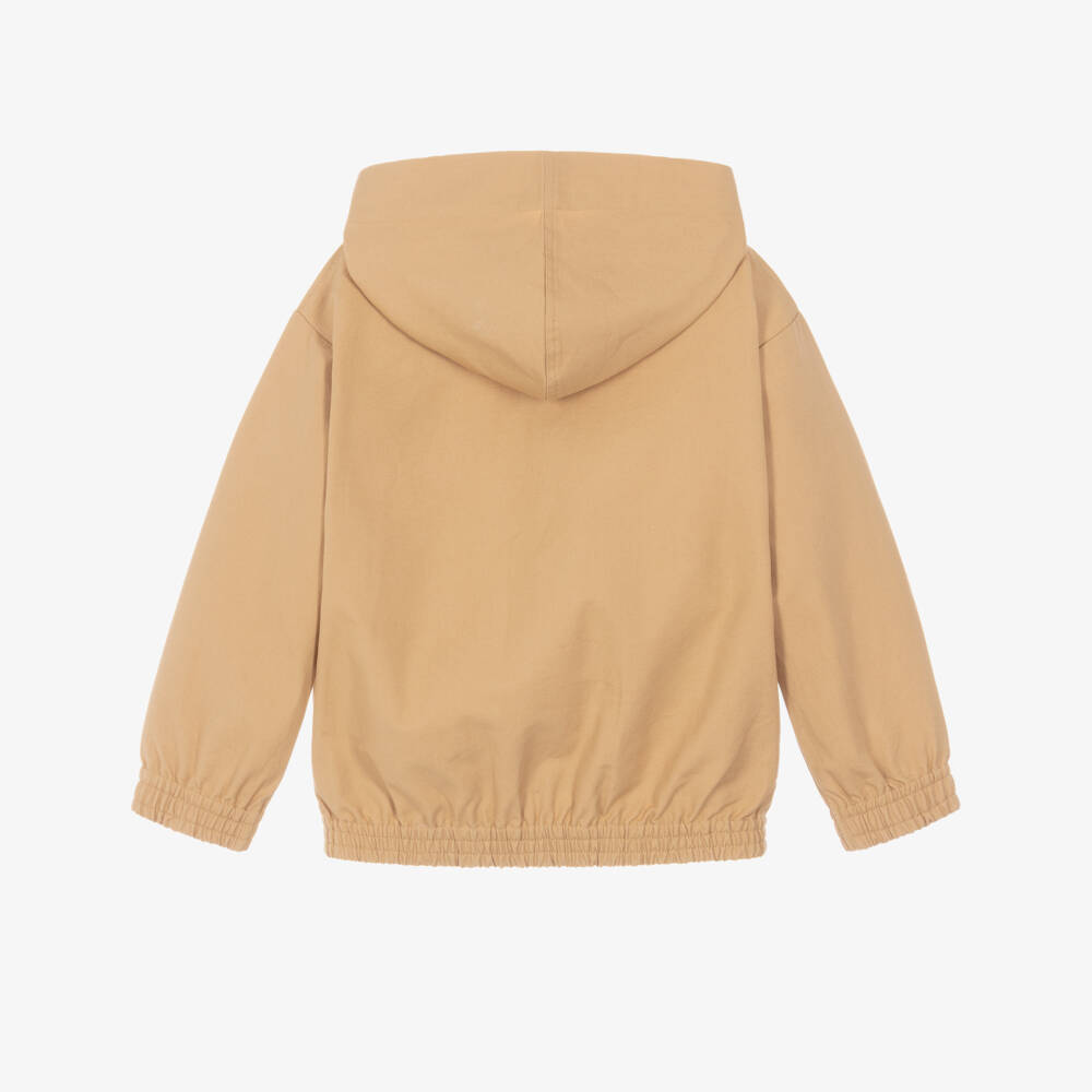 Joyday-Boys Beige Cotton Canvas Hooded Jacket | Childrensalon