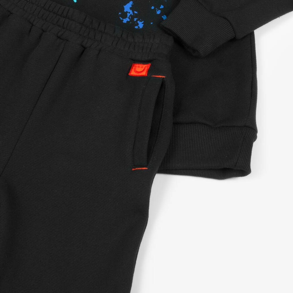 Joyday-Boys Black Jersey Tracksuit with Paint Splatter Print | Childrensalon