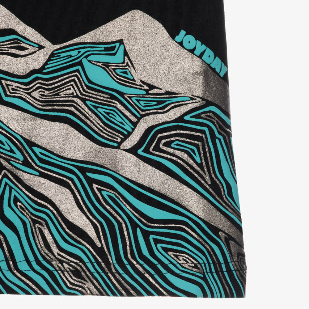 Joyday-Boys Black Organic Cotton Mountain Graphic T-Shirt | Childrensalon