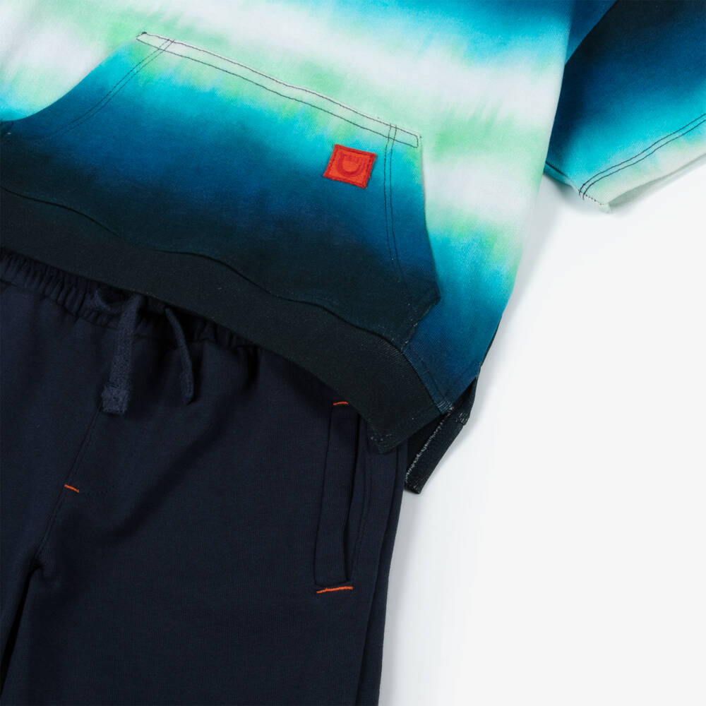 Joyday-Комплект с шортами синий из хлопка с эффектом тай-дай для мальчиков | Childrensalon