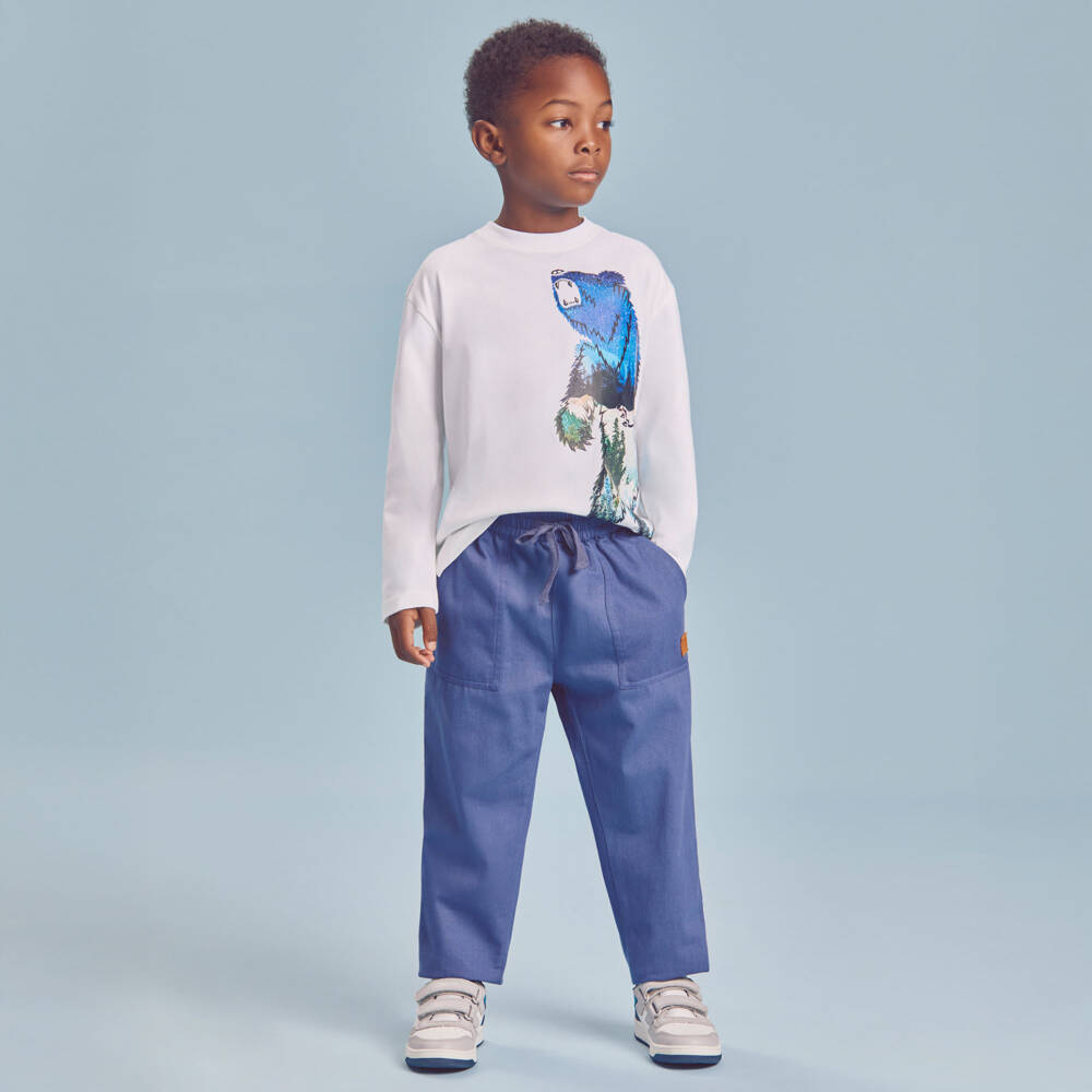 Joyday-Boys Blue Cotton Twill Trousers | Childrensalon