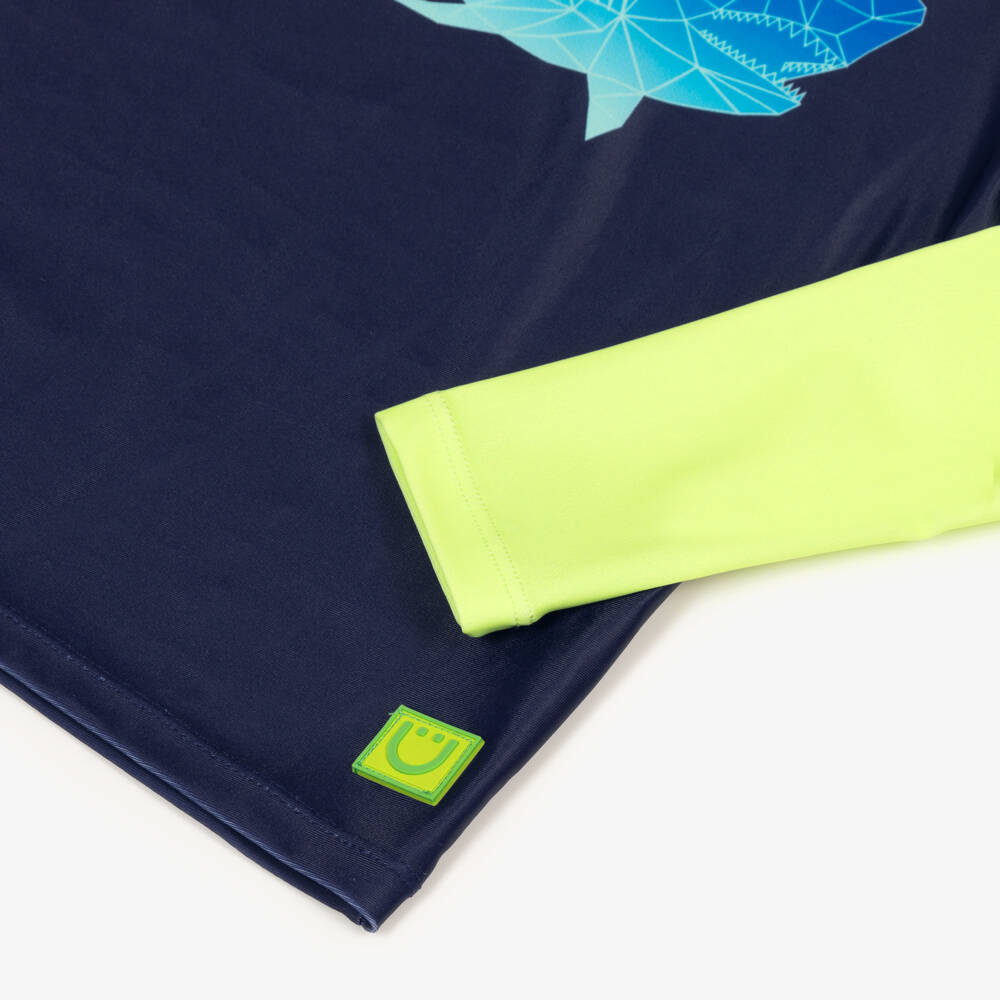 Joyday-Boys Blue & Green Shark Swim Top (UPF50+) | Childrensalon