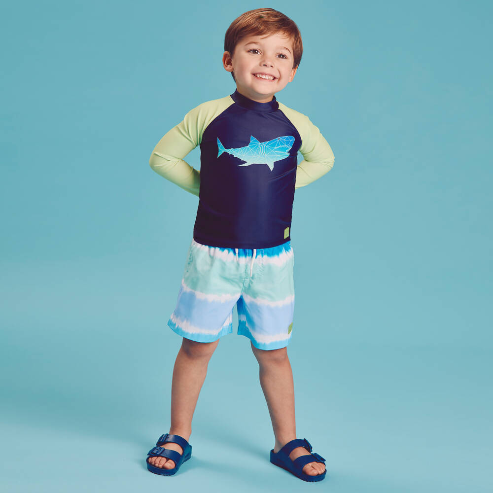 Joyday-Boys Blue & Green Tie-Dye Swim Shorts | Childrensalon