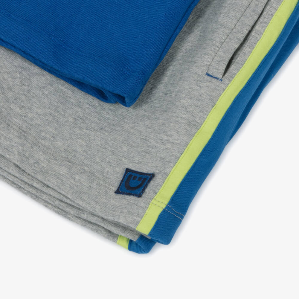 Joyday-Boys Blue & Grey Marl Cotton Jersey Shorts Set (2 Pack) | Childrensalon