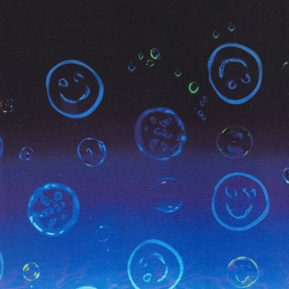 Joyday-Boys Blue Ombré Cotton T-Shirt with Smiling Bubbles | Childrensalon