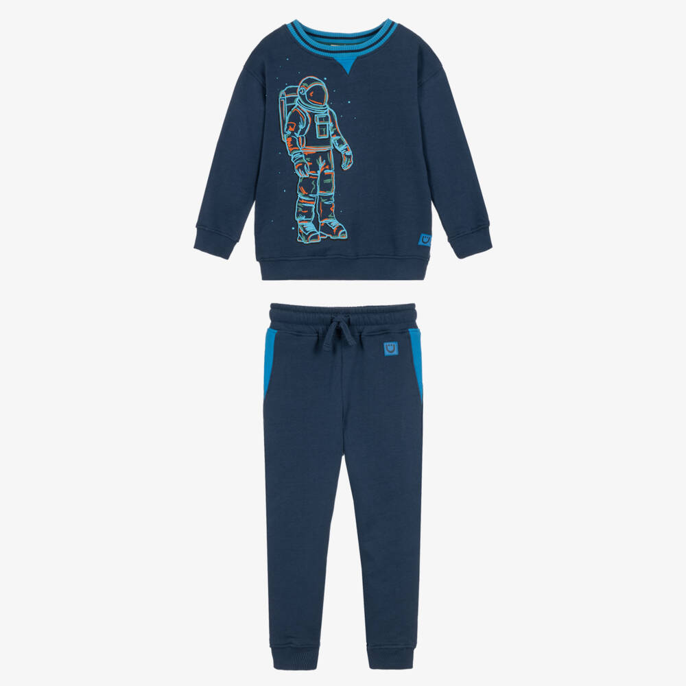 Joyday-Boys Blue Organic Cotton Astronaut Graphic Tracksuit | Childrensalon