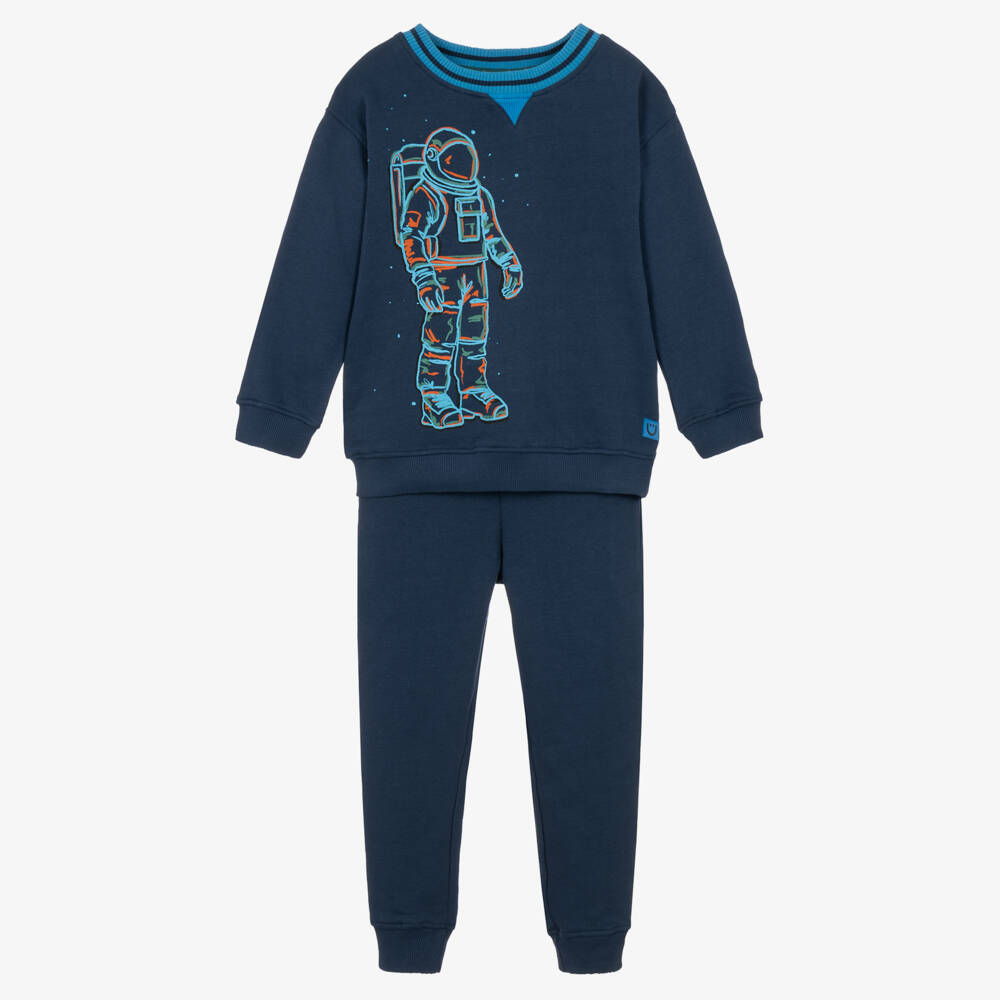 Joyday-Boys Blue Organic Cotton Astronaut Graphic Tracksuit | Childrensalon