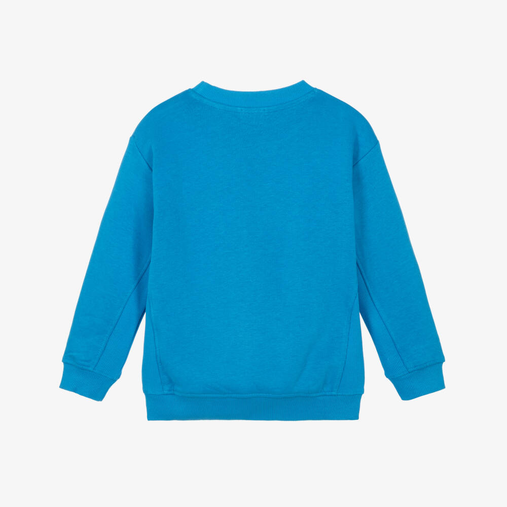 Joyday-Boys Blue Organic Cotton Geometric Bear Sweatshirt | Childrensalon