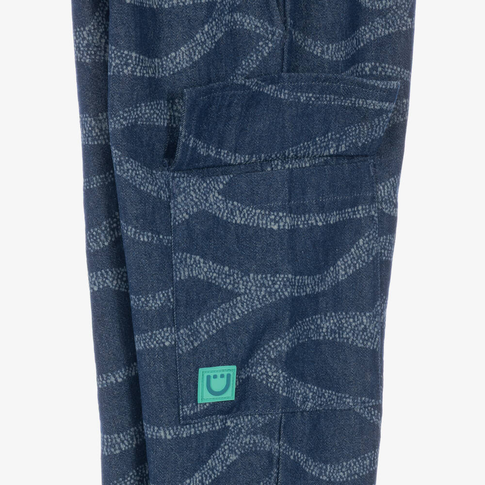 Joyday-Boys Blue Printed Denim Cargo-Style Trousers | Childrensalon