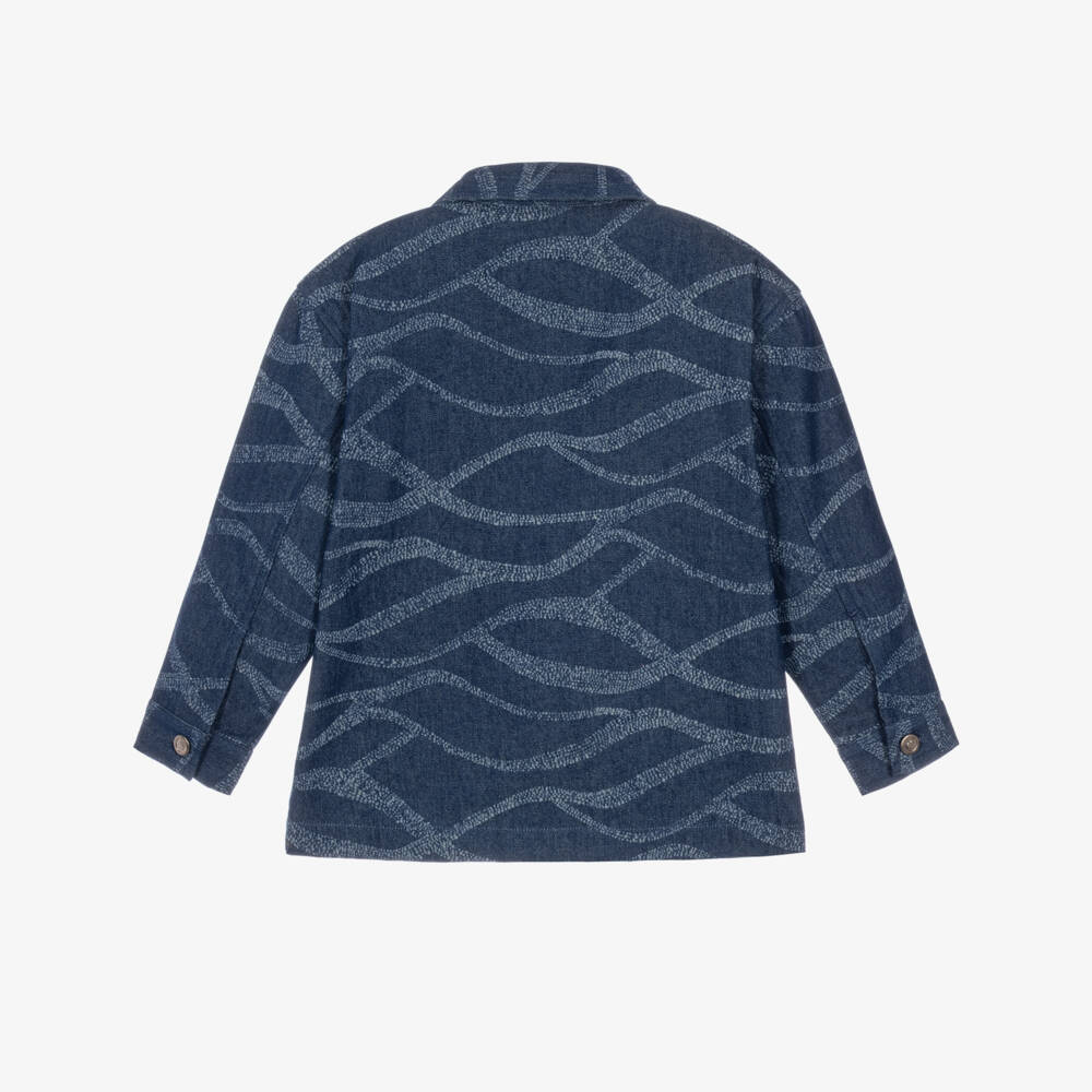 Joyday-Boys Blue Printed Denim Shacket | Childrensalon