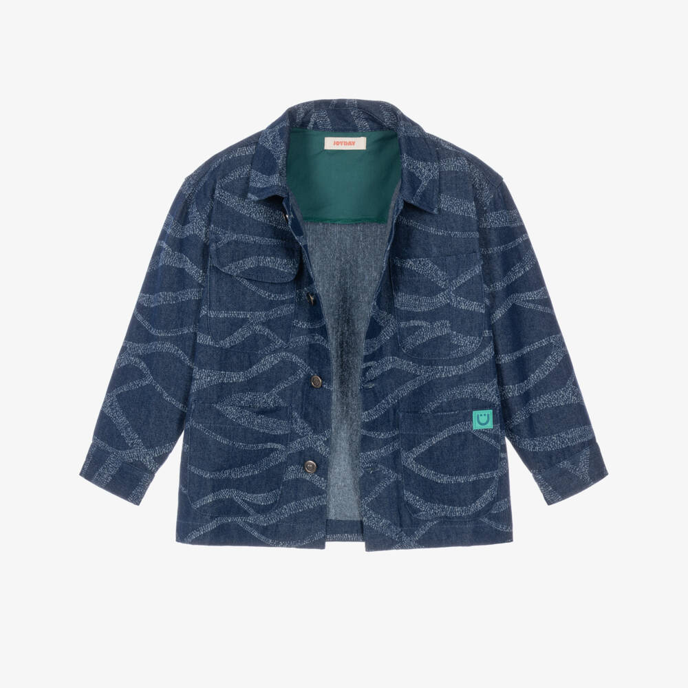 Joyday-Boys Blue Printed Denim Shacket | Childrensalon