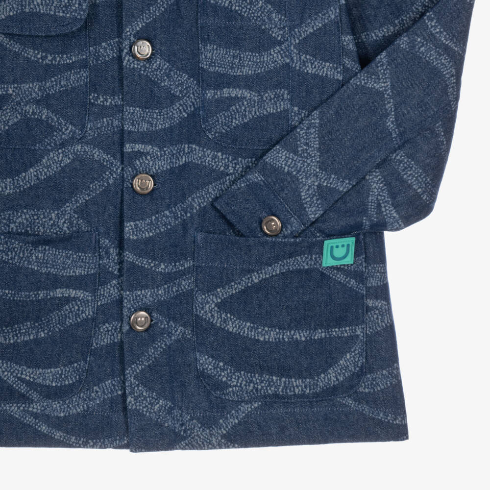 Joyday-Boys Blue Printed Denim Shacket | Childrensalon