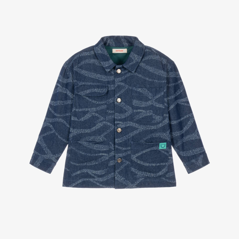 Joyday-Boys Blue Printed Denim Shacket | Childrensalon