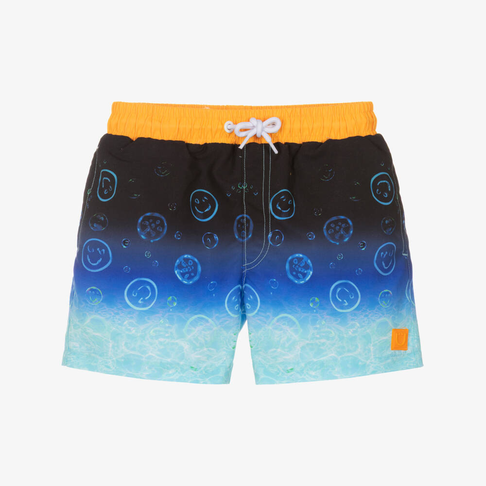 Joyday-Boys Blue Smiling Bubble Print Swim Shorts (UPF50+) | Childrensalon