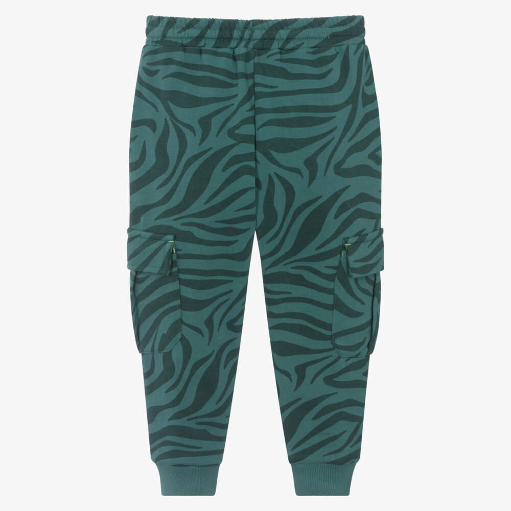 Joyday-Boys Green Cotton Animal Print Cargo Joggers | Childrensalon