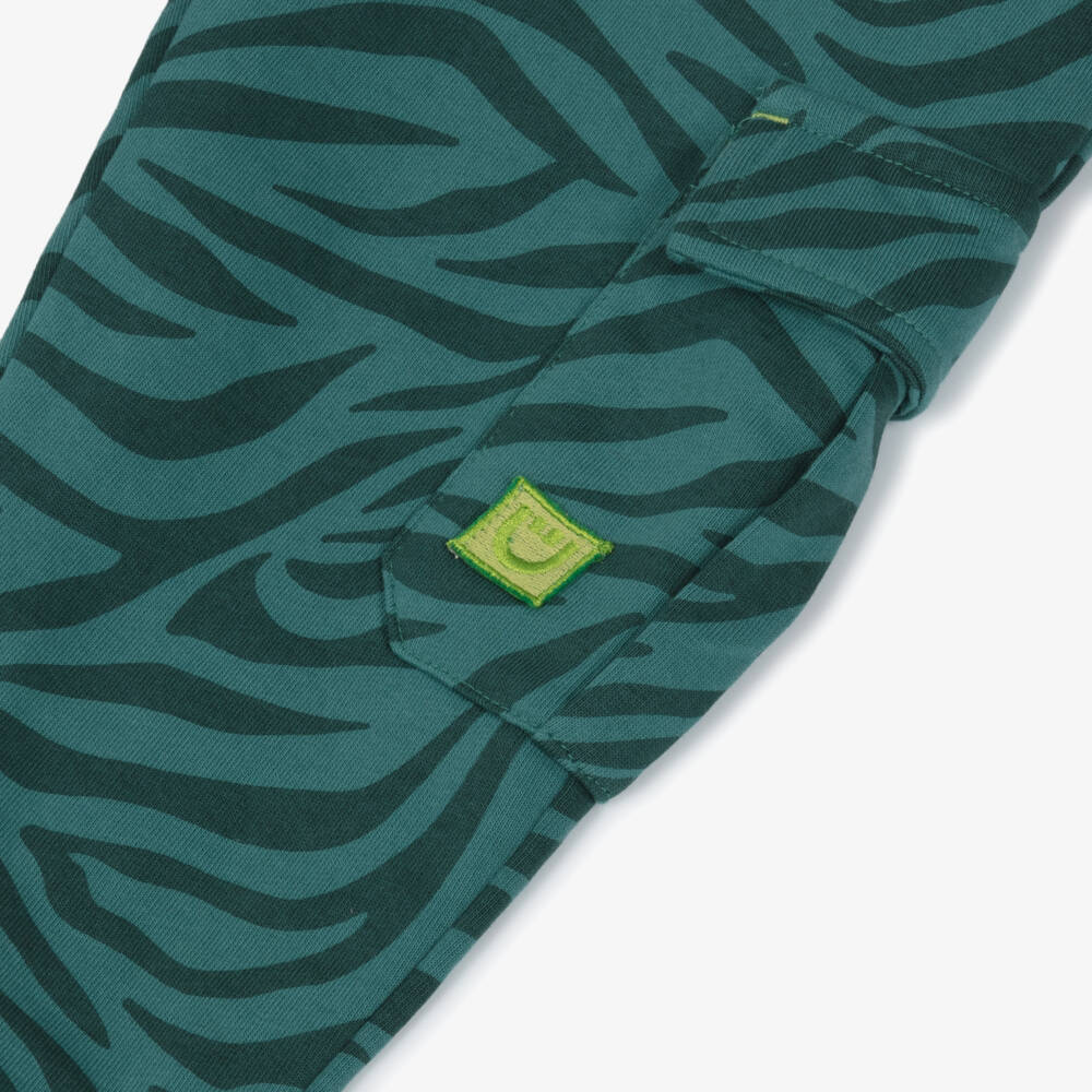 Joyday-Boys Green Cotton Animal Print Cargo Joggers | Childrensalon