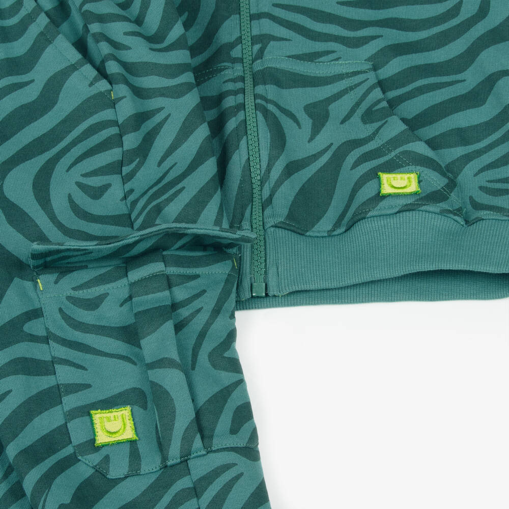 Joyday-Boys Green Cotton Animal Print Tracksuit Set | Childrensalon