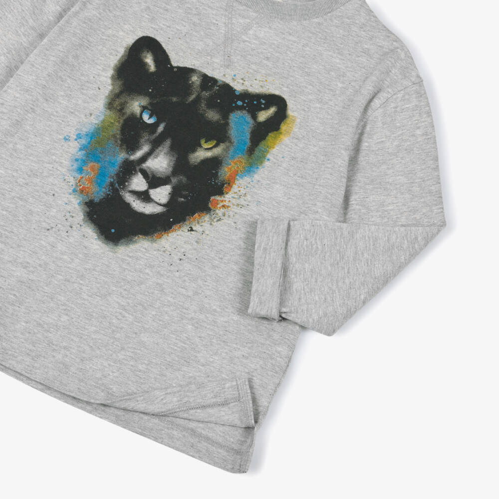Joyday-Boys Grey Cotton & Modal Panther Print Top | Childrensalon