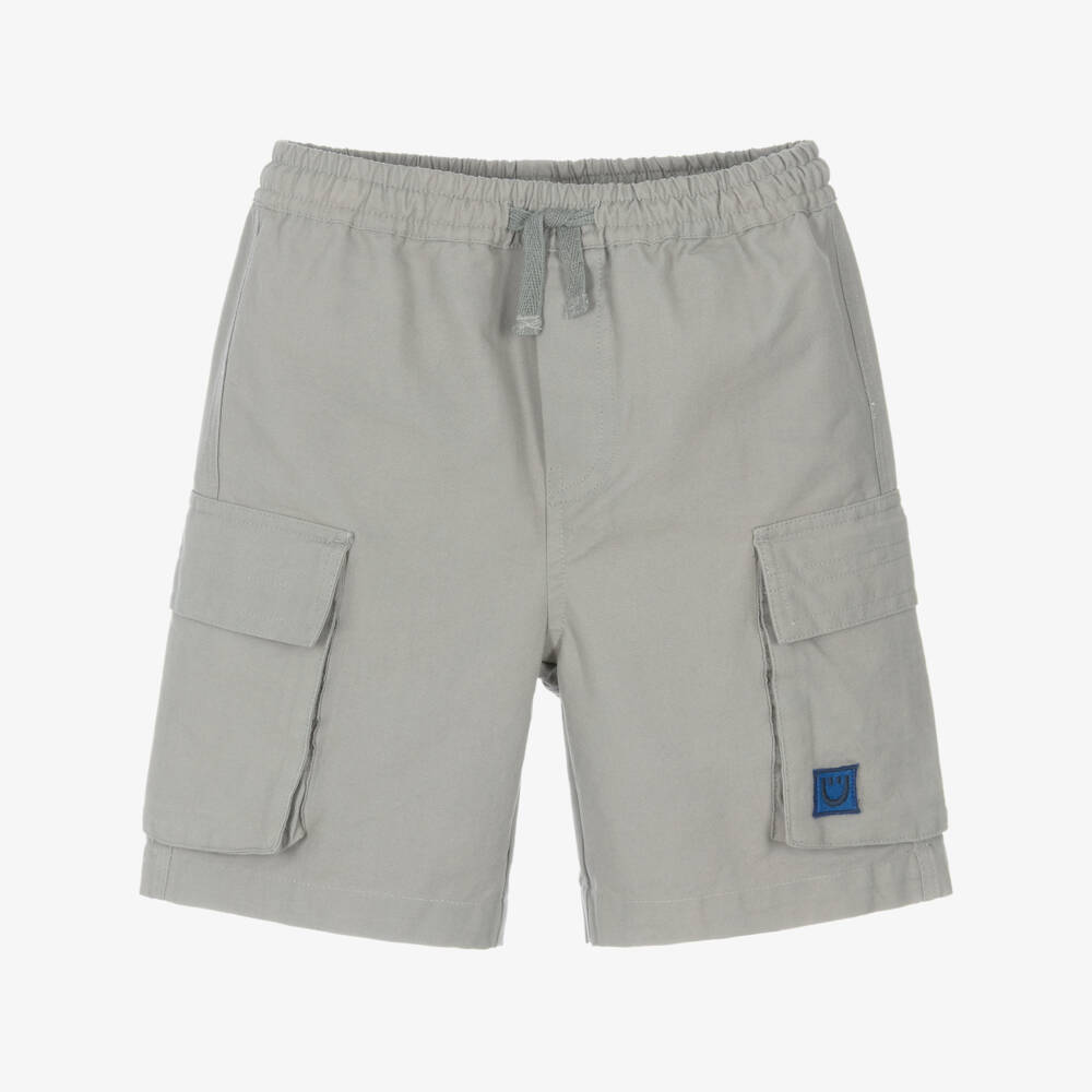Joyday-Boys Grey Cotton Shorts with Cargo Pockets | Childrensalon