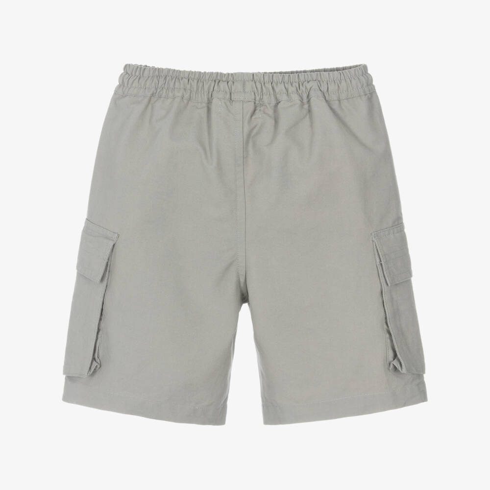 Joyday-Boys Grey Cotton Shorts with Cargo Pockets | Childrensalon