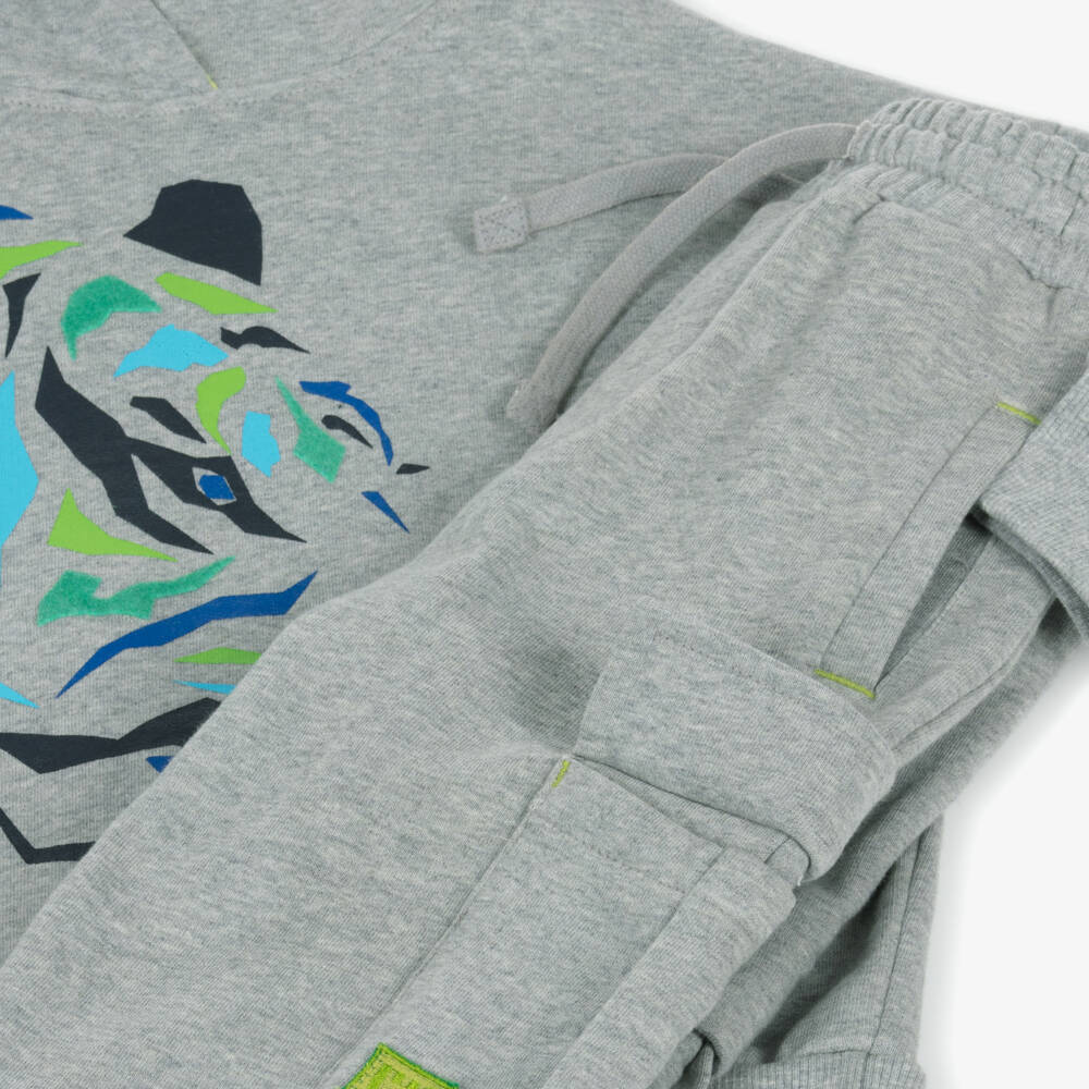 Joyday-Boys Grey Marl Cotton Tiger Tracksuit | Childrensalon