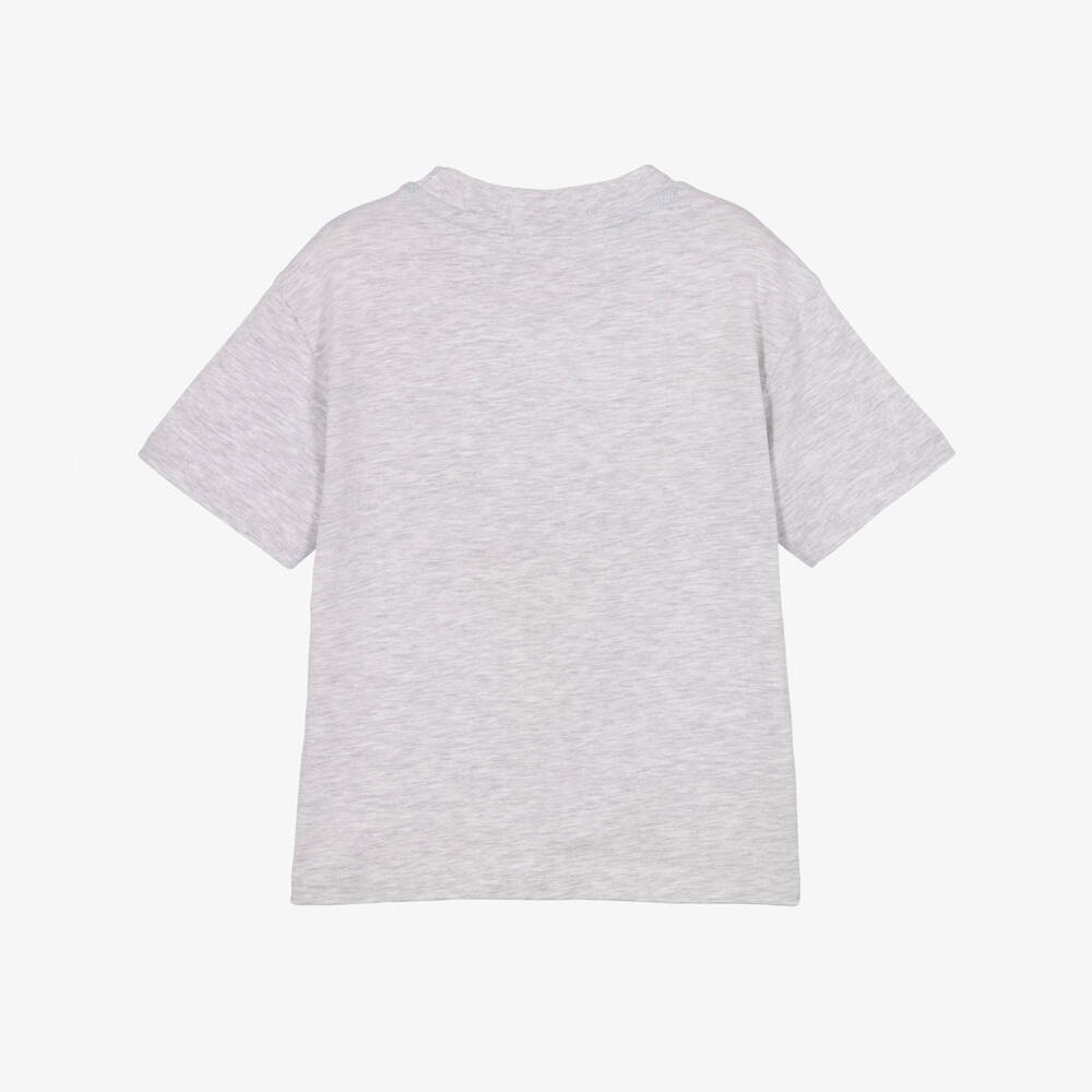 Joyday-Boys Grey Marl Lightning Bolt T-Shirt in Organic Cotton | Childrensalon