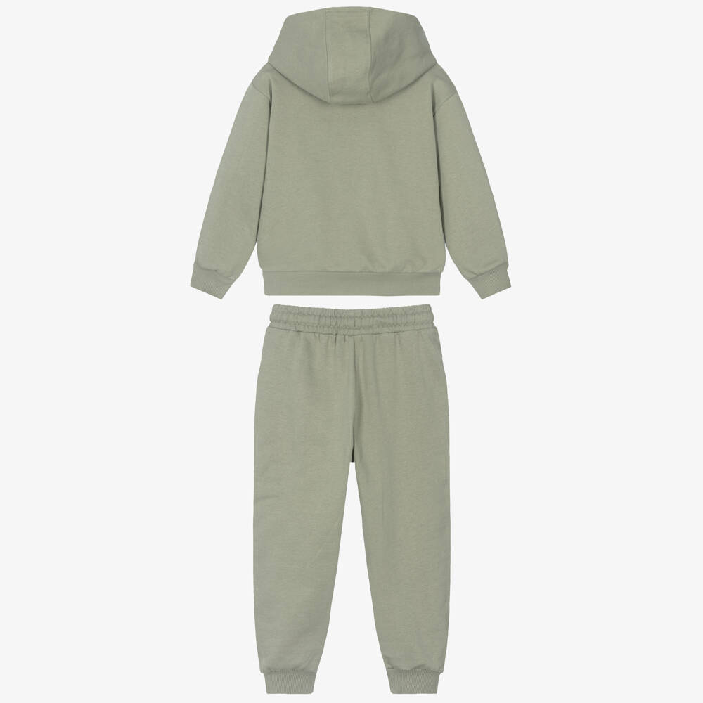 Joyday-Boys Moss Green Tiger Organic Cotton Tracksuit | Childrensalon