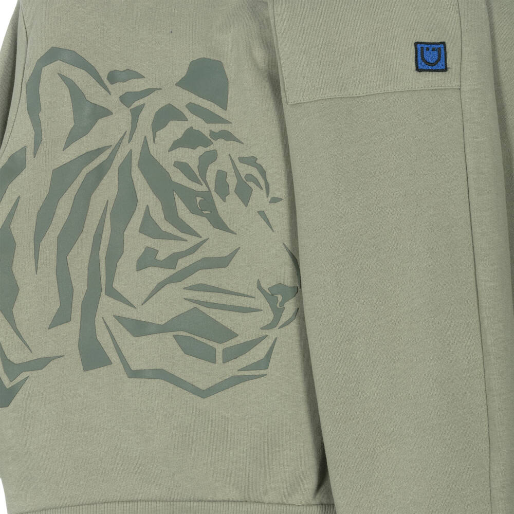 Joyday-Boys Moss Green Tiger Organic Cotton Tracksuit | Childrensalon