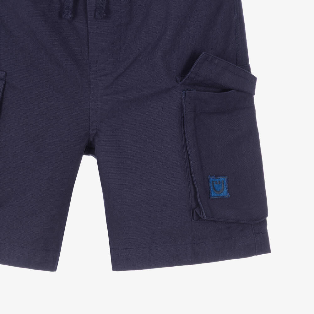 Joyday-Boys Navy Blue Cotton Shorts with Cargo Pockets | Childrensalon